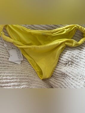 Monday Swimwear Yellow Ribbed Low-Rise Bikini Bottom